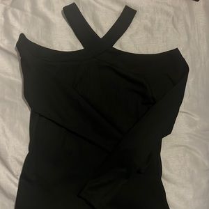 Black cold shoulder long sleeve top